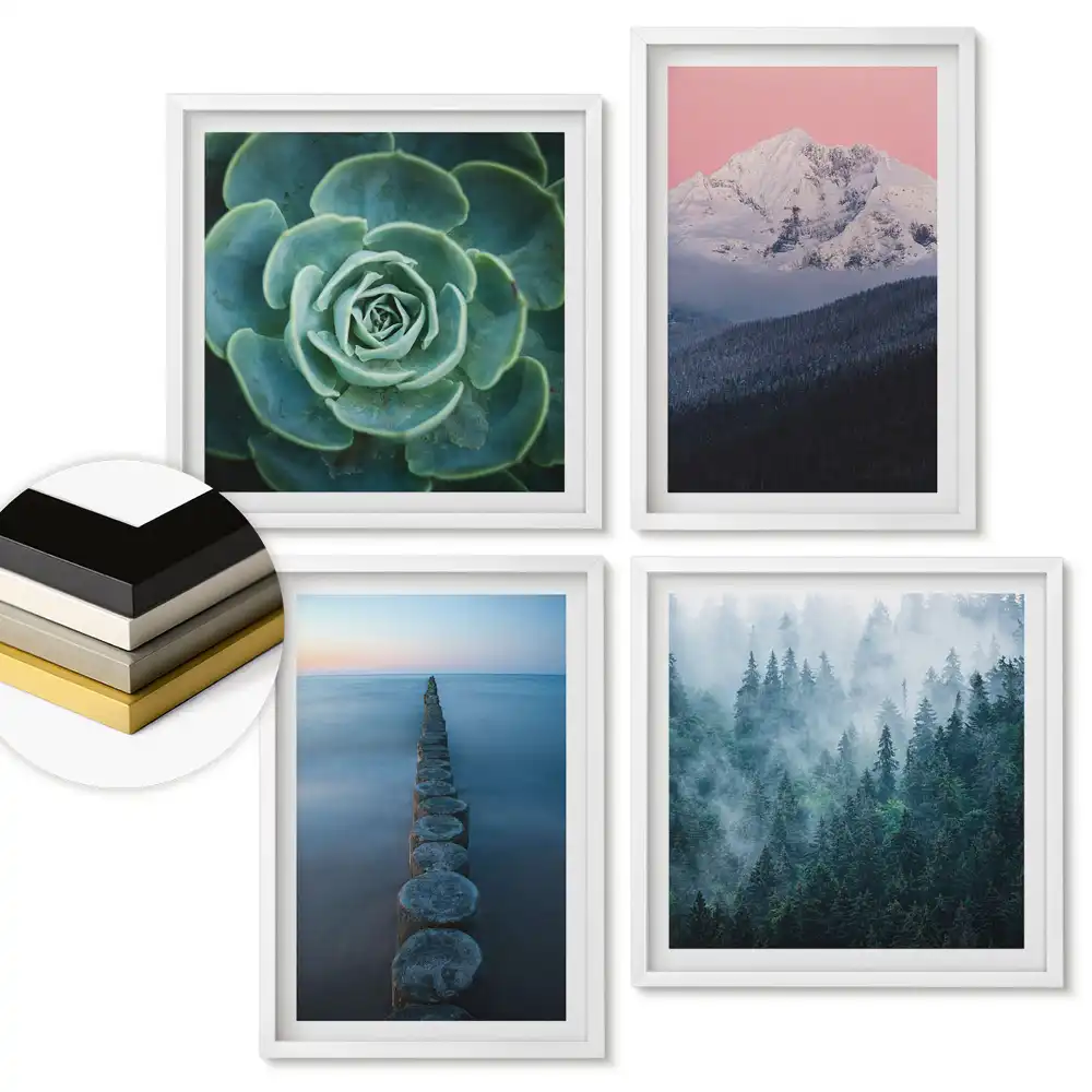 Set 4 tablouri înrămate Peisaje naturale în diferite nuanțe