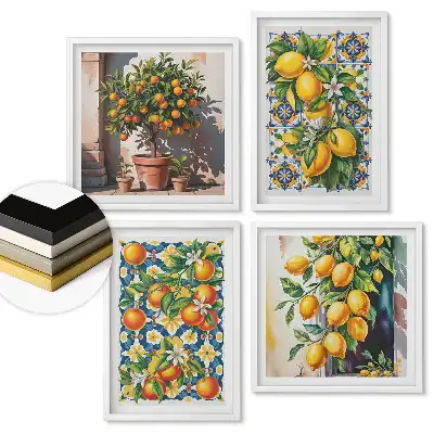 Set de tablouri înrămate cu aranjament decorativ colorat cu citrice