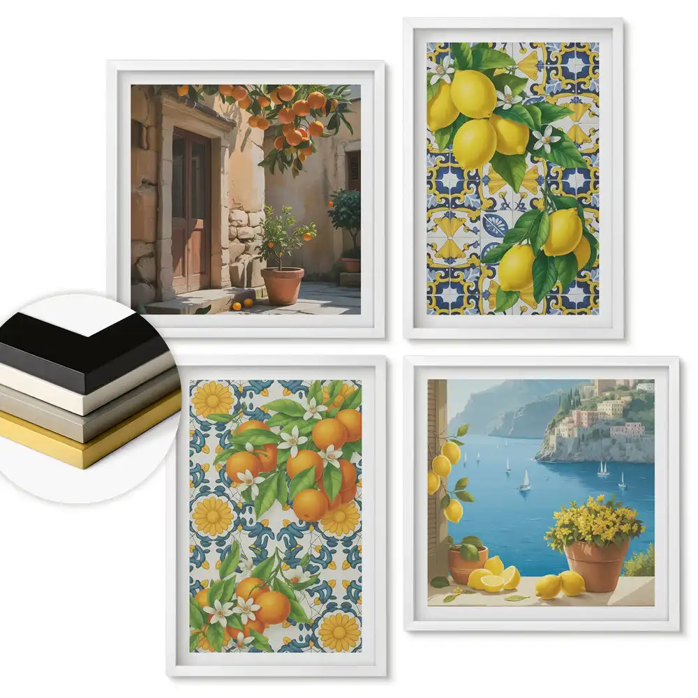 Set de 4 tablouri înrămate Inspirații citrice