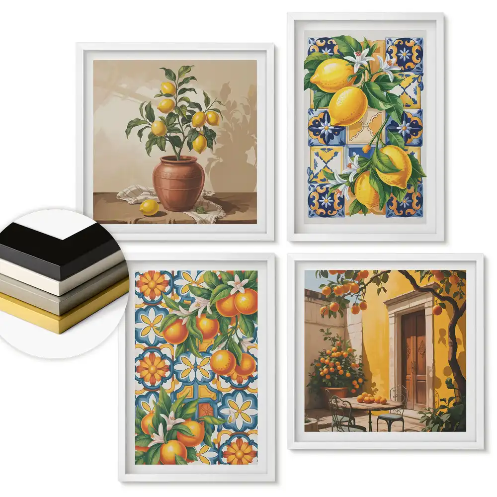 Set tablouri înrămate Citrice într-un design interior colorat