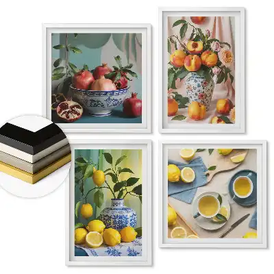 Set 4 tablouri înrămate Inspirații din fructe în compoziții colorate