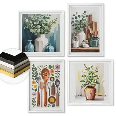 Set 4 tablouri înrămate Inspirații pentru bucătării rustice