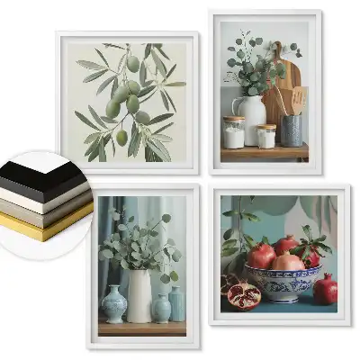 Set de 4 tablouri înrămate Inspirații fructate în tonuri pastelate