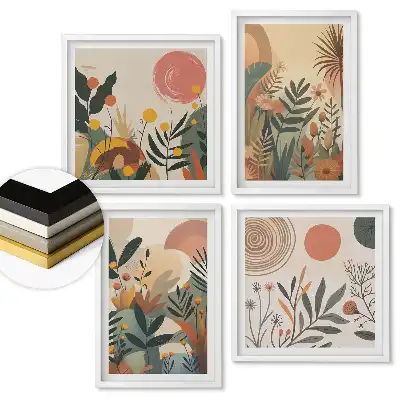 Set tablouri înrămate Abstracțiuni vegetale în culori pastelate