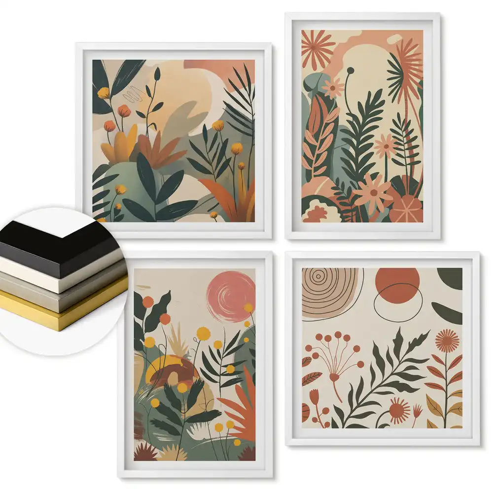 Set 4 tablouri înrămate Inspirații florale într-un stil modern