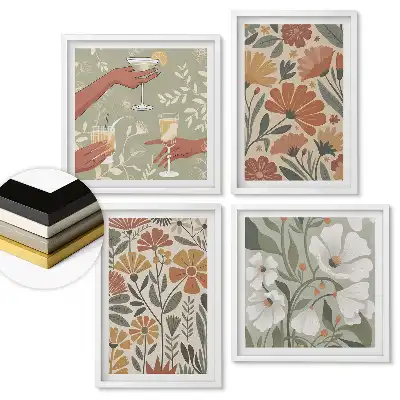 Set 4 tablouri înrămate Inspirații florale într-un stil modern