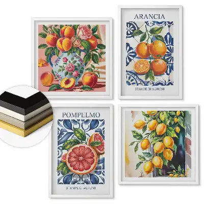 Set 4 tablouri înrămate Inspirații fructate în culoarea agrumi