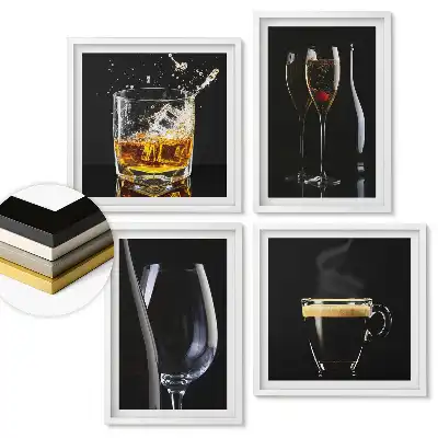 Set 4 tablouri înrămate O colecție de băuturi într-un stil elegant