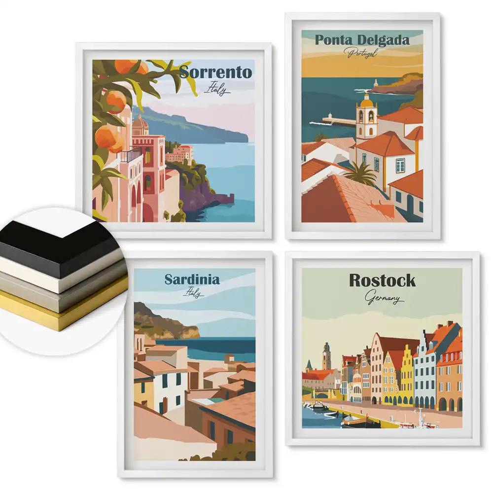 Set de tablouri înrămate cu peisaje urbane europene
