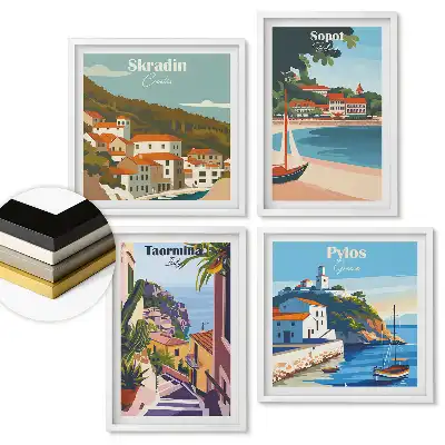 Set tablouri înrămate Peisaje din Europa: Locuri de vacanță delicioase
