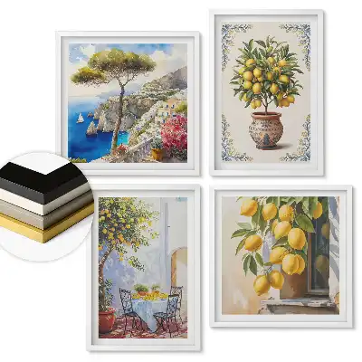 Set 4 tablouri înrămate Inspirații citrice în pictura italiană