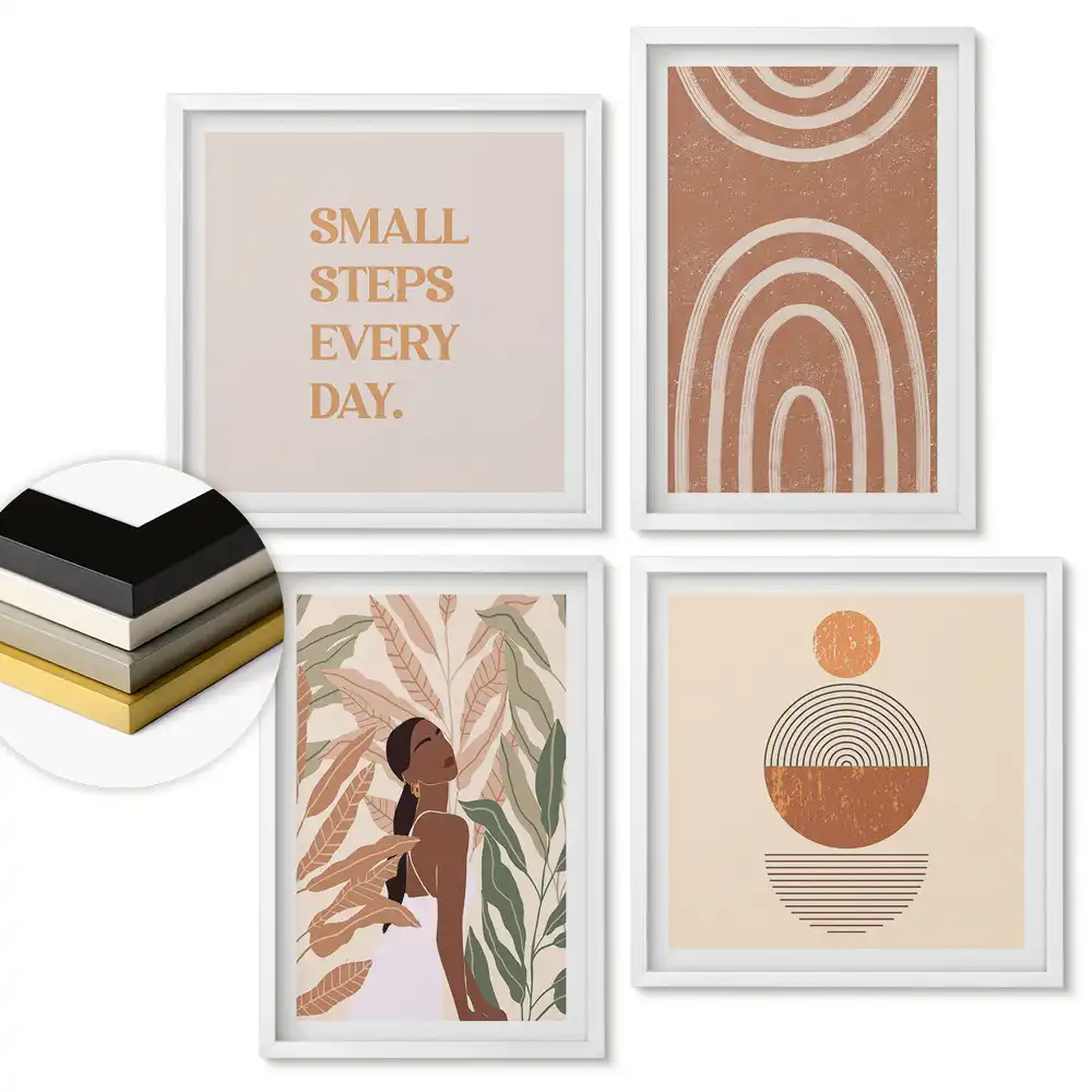 Set de 4 tablouri înrămate Armonia naturii și inspirații cotidiene