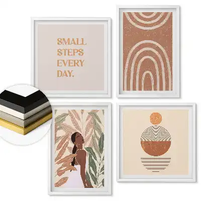 Set de 4 tablouri înrămate Armonia naturii și inspirații cotidiene