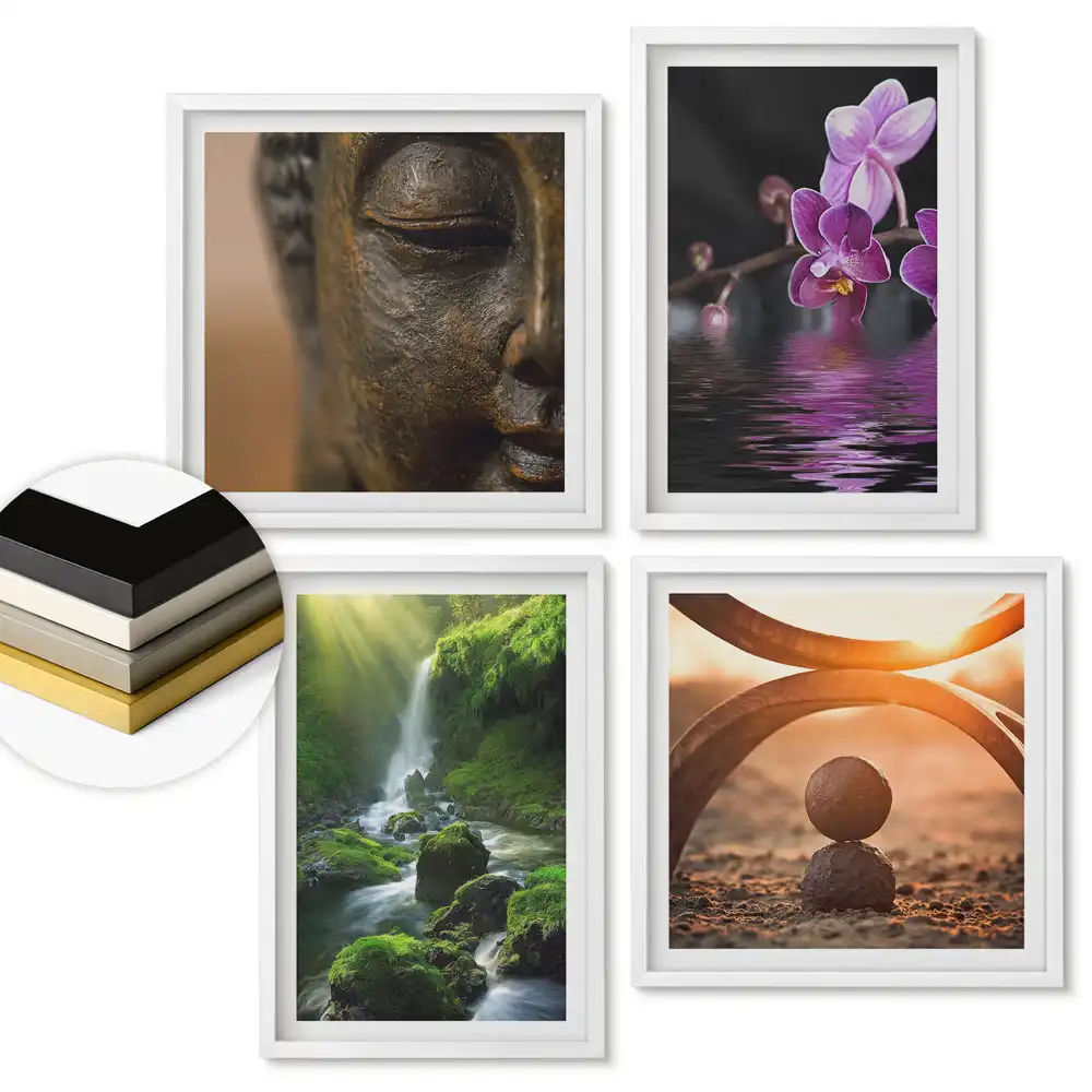 Set 4 tablouri înrămate Armonia naturii și liniștea sufletească