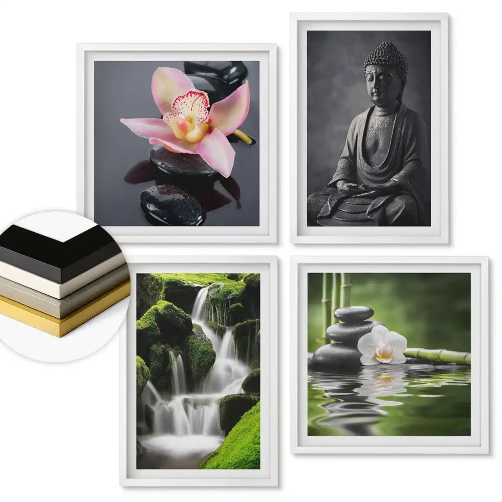 Set de 4 tablouri înrămate Armonia naturii și liniștea sufletească