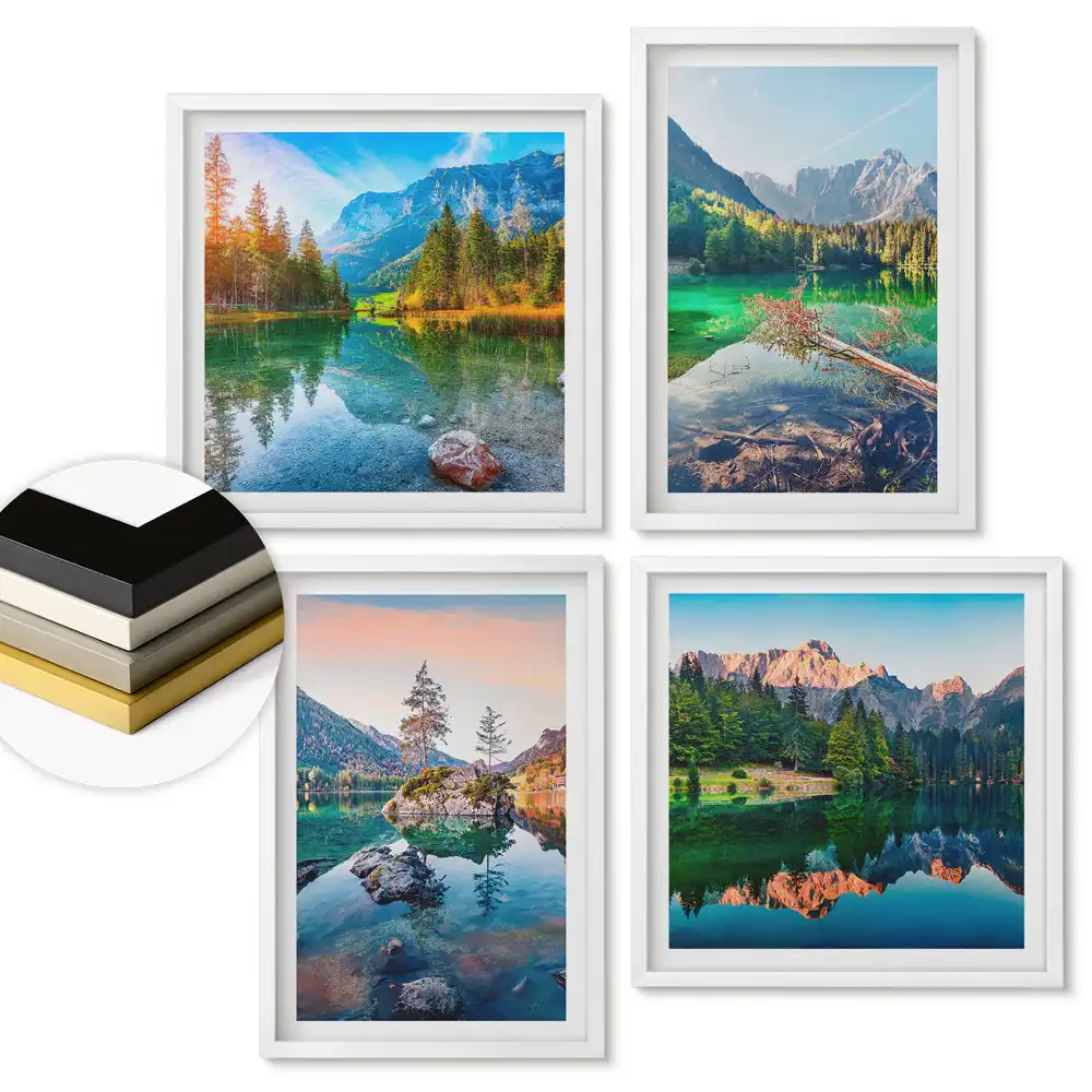 Set tablouri înrămate Peisaje pitorești ale lacurilor de munte