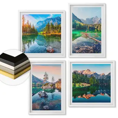 Set de tablouri înrămate cu peisaje pitorești ale lacurilor de munte