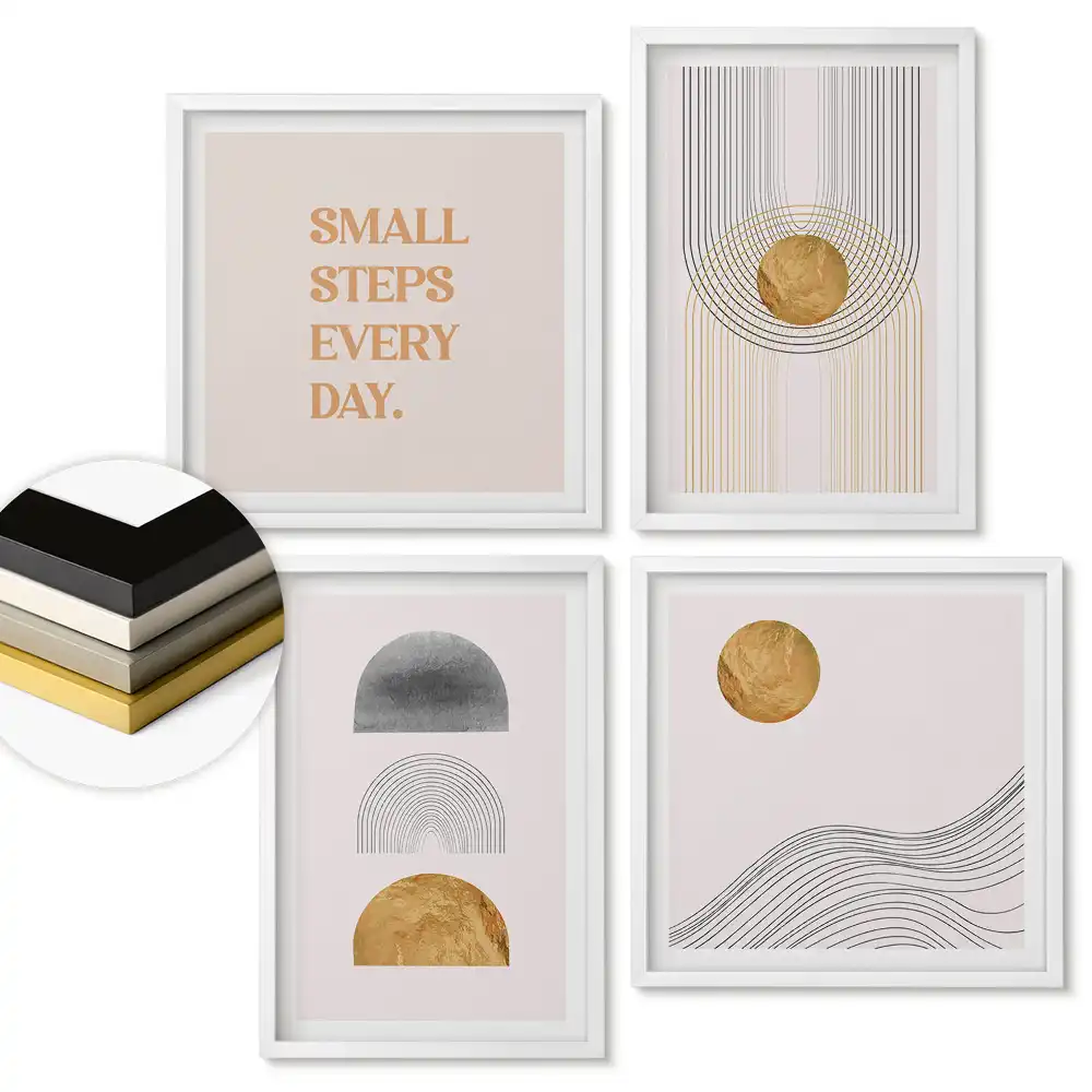 Set 4 tablouri înrămate Artă murală minimalistă