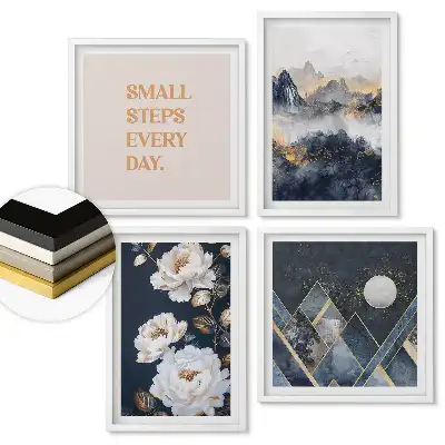 Set 4 tablouri înrămate Armonia naturii și inspirațiile de zi cu zi
