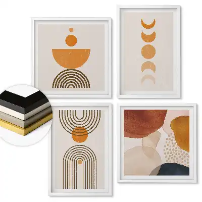 Set tablouri înrămate Forme abstracte în culori calde