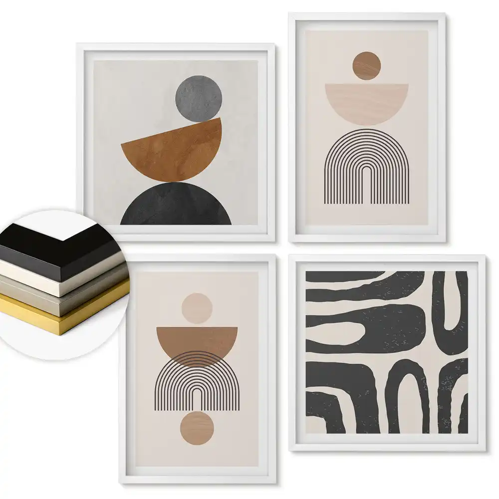 Set 4 tablouri înrămate Forme și culori abstracte în artă