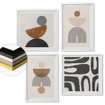 Set 4 tablouri înrămate Forme și culori abstracte în artă