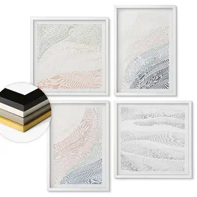 Set de 4 tablouri înrămate Valuri de culoare în stil minimalist