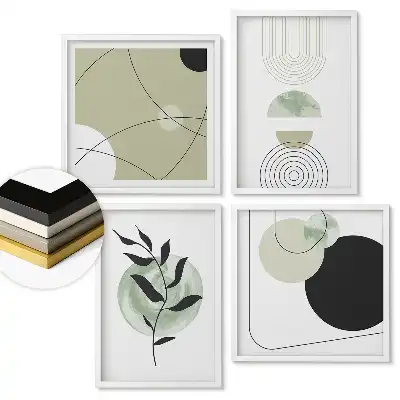 Set 4 tablouri înrămate Abstracțiuni moderne în culori discrete