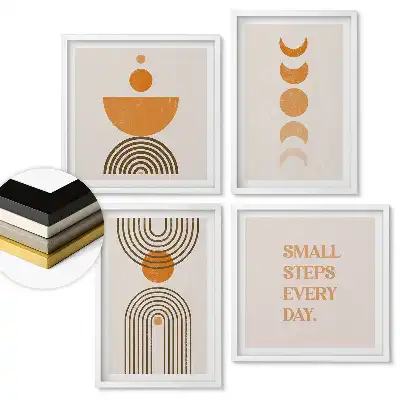 Set 4 tablouri înrămate Motivația zilnică și formele geometrice
