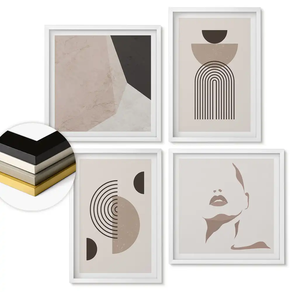 Set tablouri înrămate Forme abstracte și culori delicate
