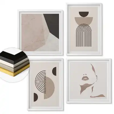 Set de tablouri înrămate cu forme abstracte și culori delicate