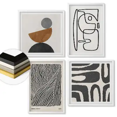 Set 4 tablouri înrămate Forme moderne într-un stil minimalist