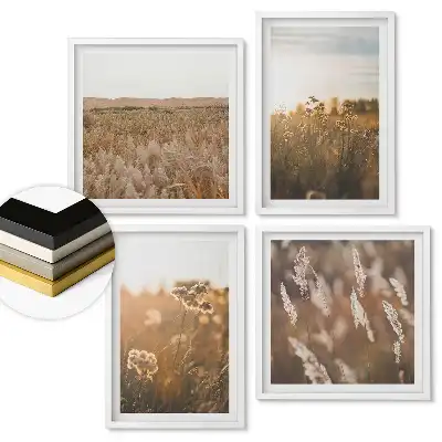 Set tablouri înrămate Peisaje naturale în tonuri aurii