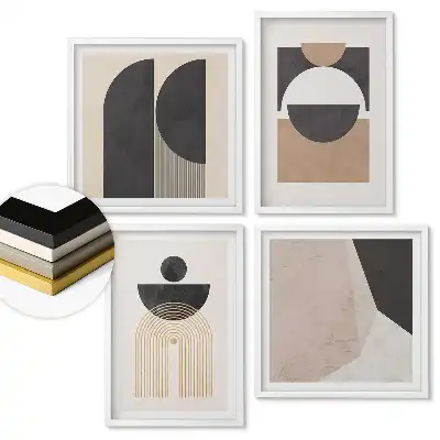 Set de tablouri înrămate cu abstracțiuni moderne în culori discrete