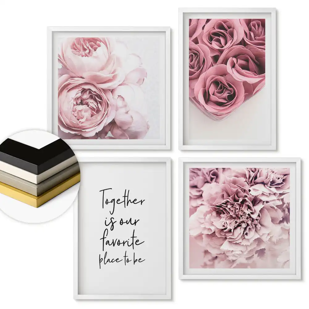 Set tablouri înrămate Inspirații florale în nuanțe delicate