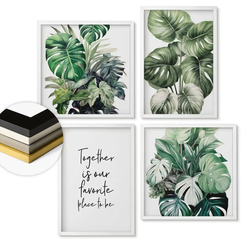 Set 4 tablouri înrămate Armonie verde