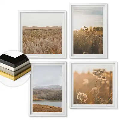 Set 4 tablouri înrămate Peisaje de toamnă în culori naturale