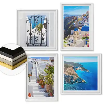 Set 4 tablouri înrămate Peisaje din Grecia în rame frumoase