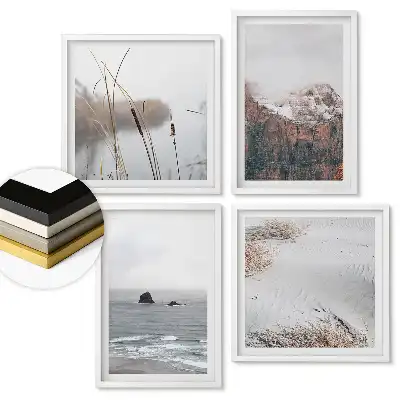 Set 4 tablouri înrămate Frumusețe naturală într-un stil minimalist