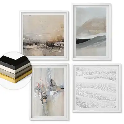 Set tablouri înrămate Peisaje abstracte în culori discrete