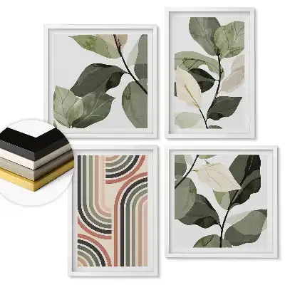 Set 4 tablouri înrămate Inspirații din plante într-un stil modern