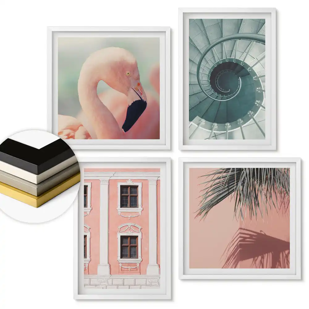 Set de 4 tablouri înrămate Inspirații colorate în nuanțe pastelate