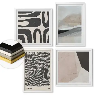 Set tablouri înrămate Artă modernă în culori discrete