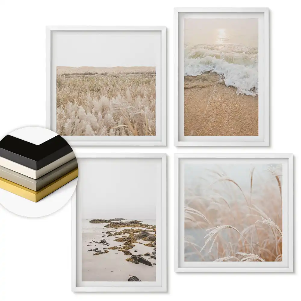 Set 4 tablouri înrămate Frumusețe naturală în nuanțe delicate