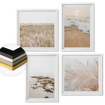 Set 4 tablouri înrămate Frumusețe naturală în nuanțe delicate