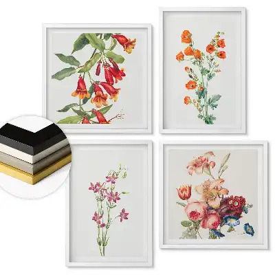 Set 4 tablouri înrămate Inspirații florale în culori delicate
