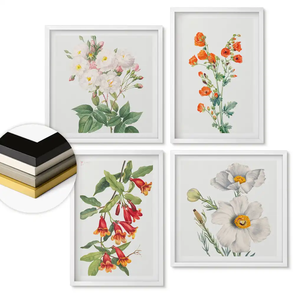 Set de tablouri înrămate Inspirații florale în culori delicate
