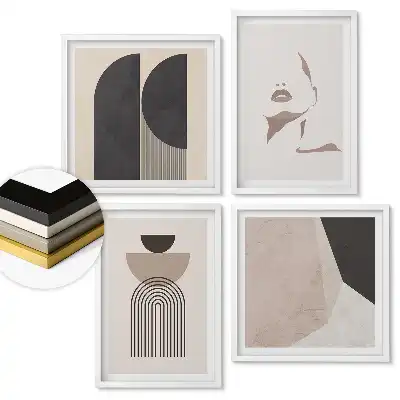 Set de tablouri înrămate cu forme abstracte și minimaliste