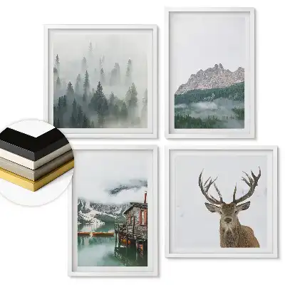 Set 4 tablouri înrămate Natura în diverse nuanțe de frumusețe