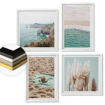 Set 4 tablouri înrămate Amintiri de vară la mare și la plajă